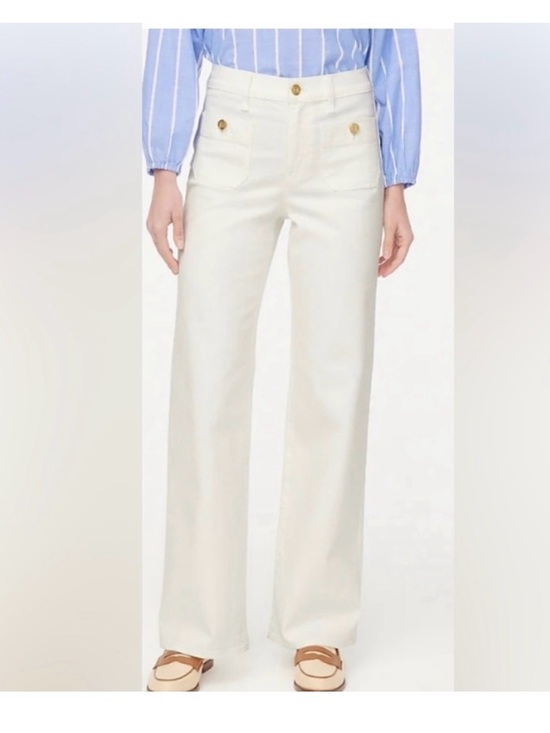 J. Crew Pants - NWT J. Crew Women's White Wide Leg Slim Sailor Jeans Gold Buttons